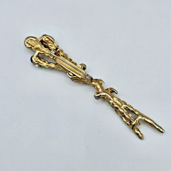 Vintage Gripoix Brooch Royal Scepter Ornamented Staff Red Green Blue Jeweled Pin - Picture 8 of 10